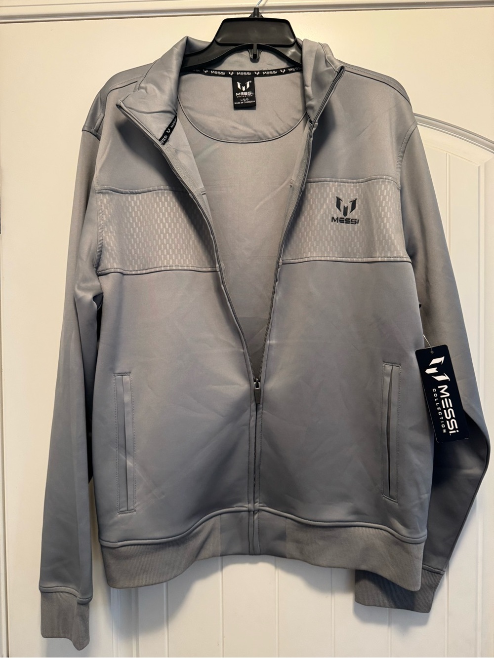 Messi Men's Gray Full-Zip Sweater